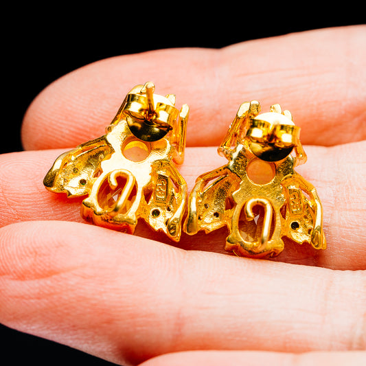 Citrine, Ethiopian Opal, Ruby, Peridot Bee Earrings 3/4" (.925 Sterling Silver) 24k Gold Plated
