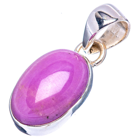 Oval purple phosphosiderite pendant in .925 sterling silver bezel, with bail