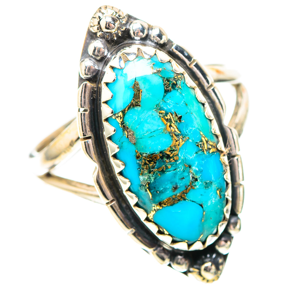 Blue Copper Composite Turquoise Ring Size 8.5 (925 Sterling Silver) RING139010