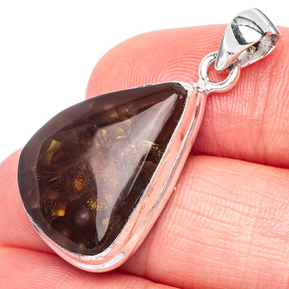Rare Mexican Fire Agate Pendant 1 3/8" (925 Sterling Silver) P41080