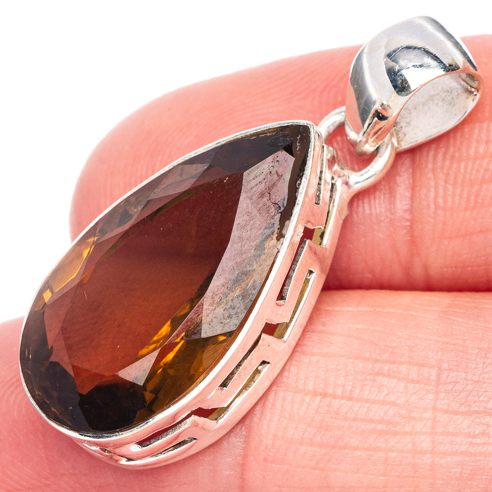 Mandarin Citrine Pendant 1 1/4" (925 Sterling Silver) P40615