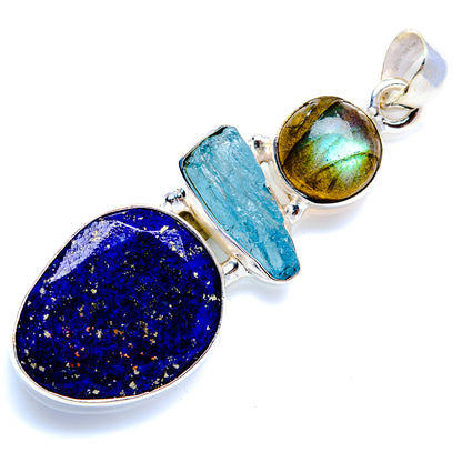 Lapis Lazuli, Apatite, Labradorite 925 Sterling Silver Pendant 2" (925 Sterling Silver) PD38281