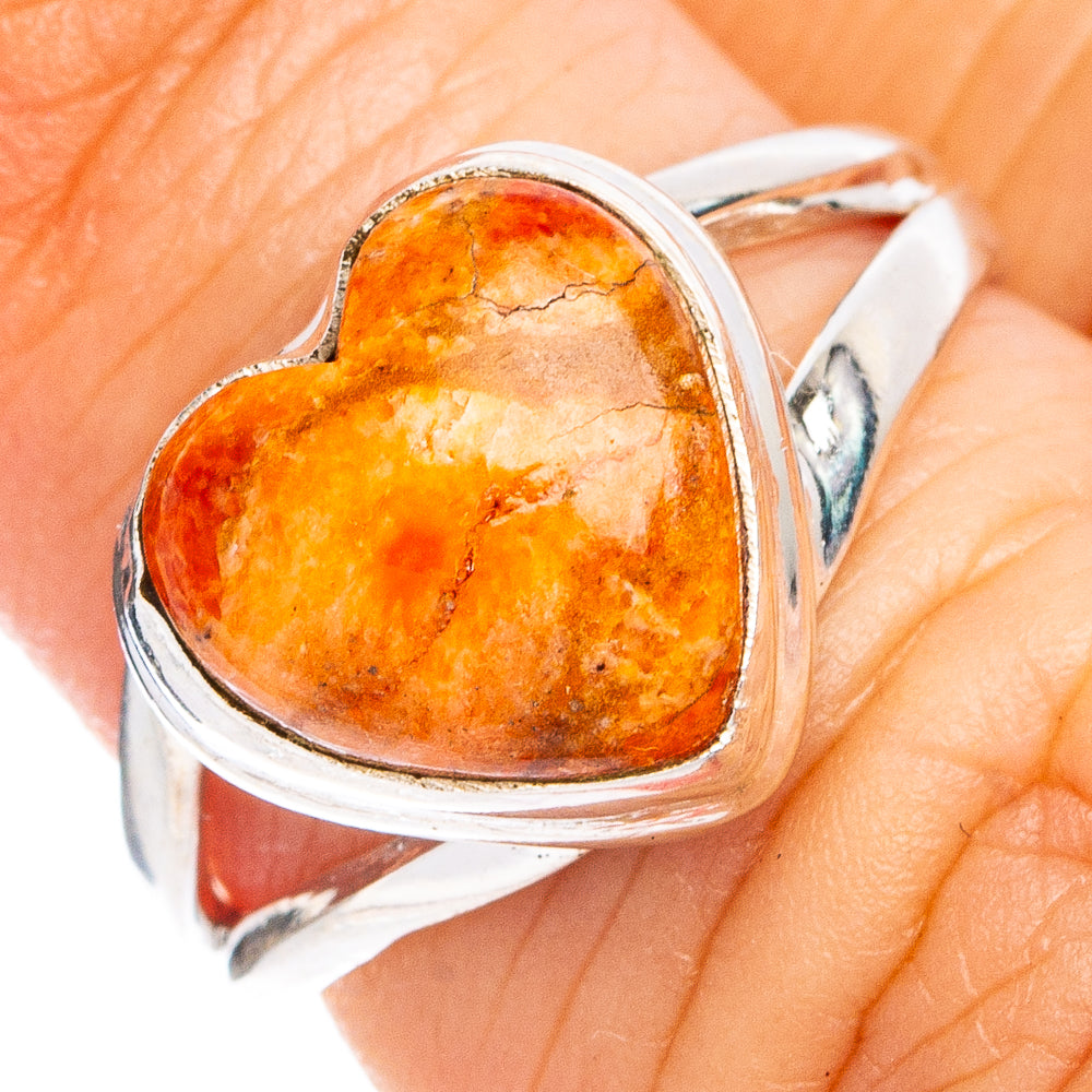 Sponge Coral Heart Ring Size 5 (.925 Sterling Silver)
