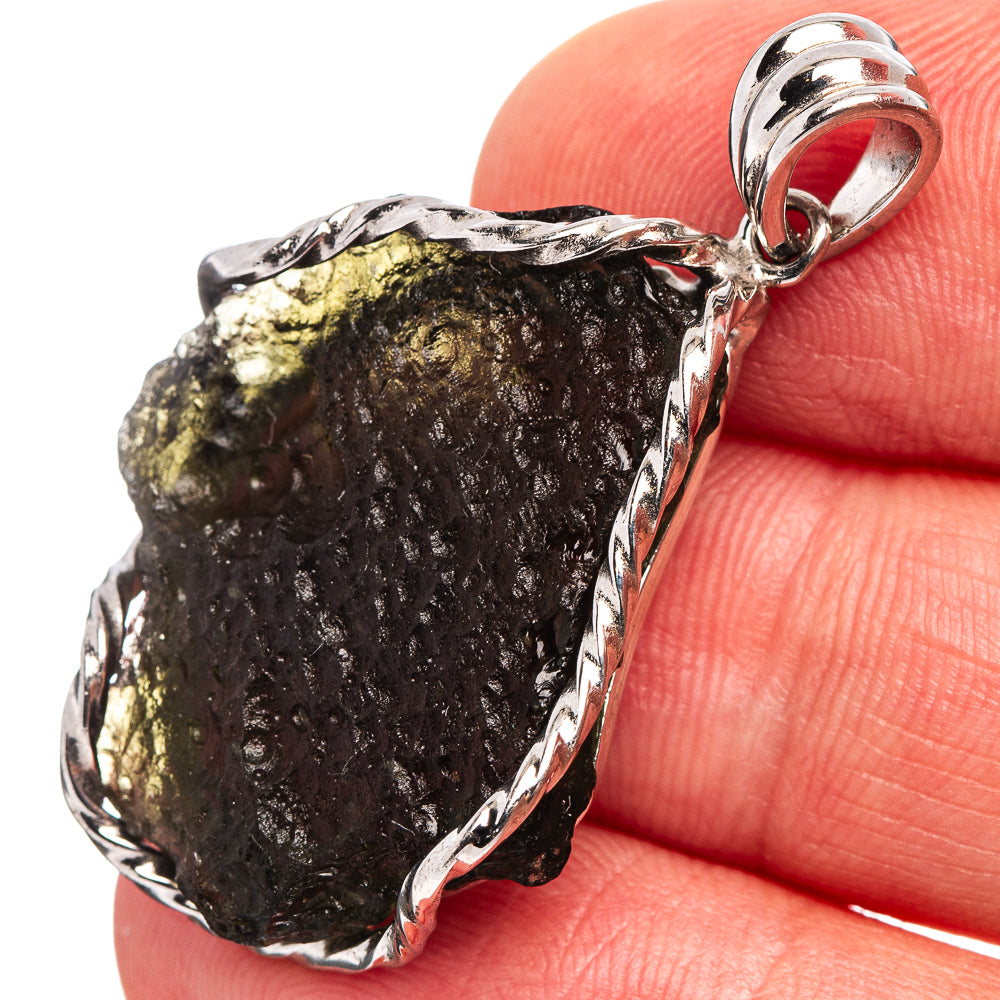 Premium AAA Moldavite Pendant 1 1/2" (.925 Sterling Silver)