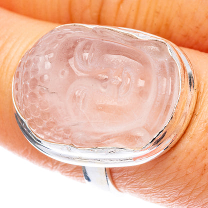 Rose Quartz Buddha Ring Size 7.75 (925 Sterling Silver) R2313