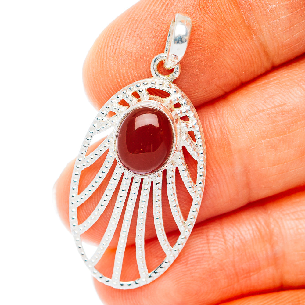 Carnelian Pendant 1 1/2" (.925 Sterling Silver)