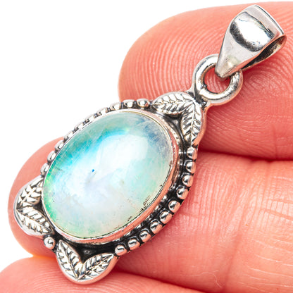 Green Moonstone Pendant 1 1/4" (925 Sterling Silver) P42490