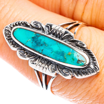 Sterling silver turquoise ring, large oval turquoise cabochon with engraved bezel