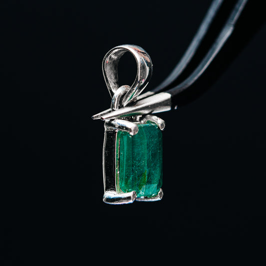 Premium Faceted Zambian Emerald Pendant 5/8" (.925 Sterling Silver)