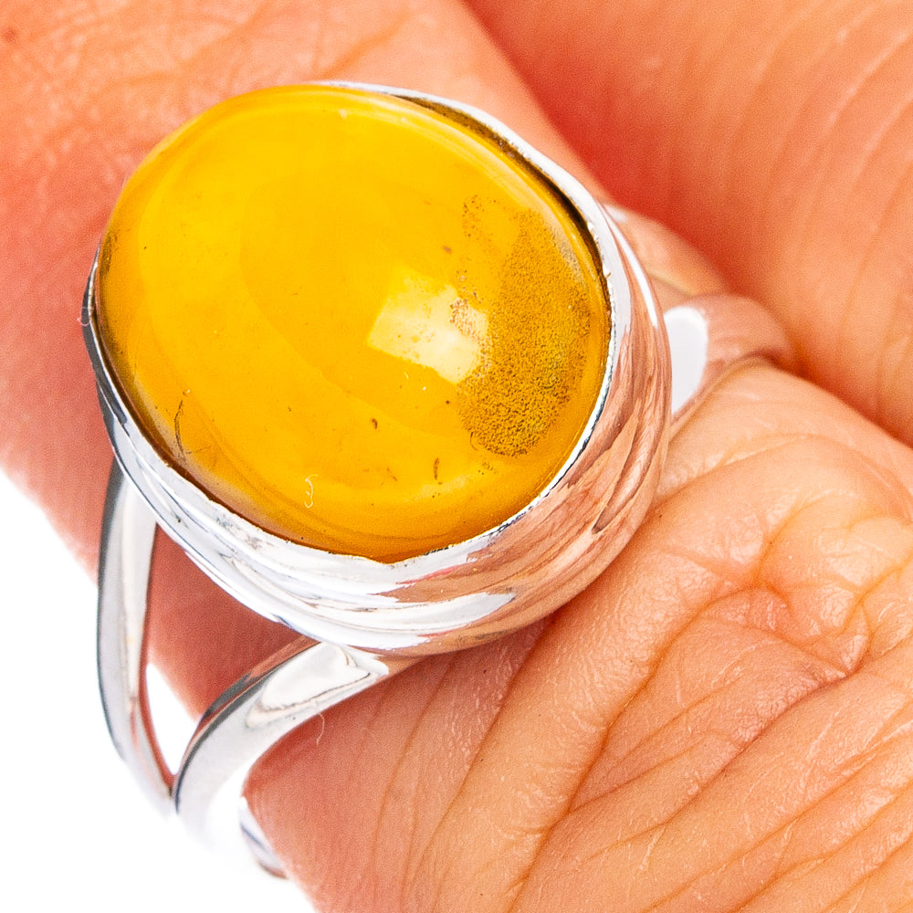 Rare Bone Amber Ring Size 6 (.925 Sterling Silver)