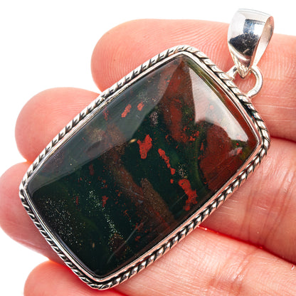 Bloodstone Pendant 1 7/8" (925 Sterling Silver) P39036