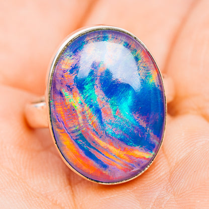 Aurora Opal Ring Size 8.5 (.925 Sterling Silver)