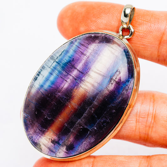 Multi Fluorite Pendant 2 3/8" (German Silver)