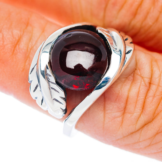 Premium Garnet Leaf Ring Size 7 (.925 Sterling Silver)