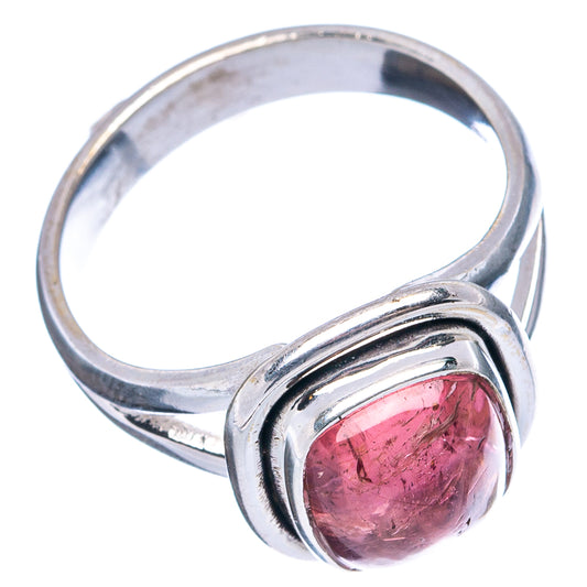 Pink tourmaline statement ring, oval pink gemstone bezel on .925 sterling band, side view