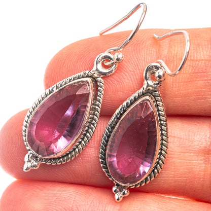 Faceted Alexandrite (Lab.) Earrings 1 1/2" (925 Sterling Silver) E432378