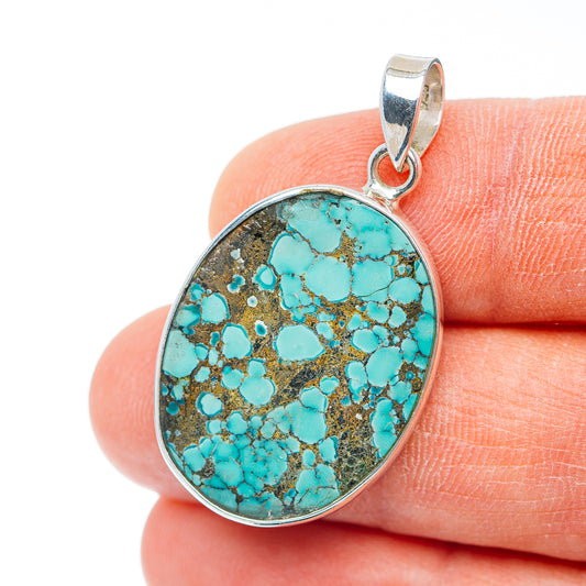 Premium Tibetan Turquoise Pendant 1 1/2" (.925 Sterling Silver) Carat