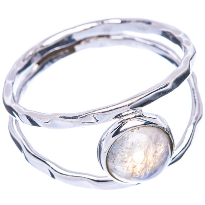 Rainbow Moonstone Dainty Ring Size 8 (925 Sterling Silver) R5838