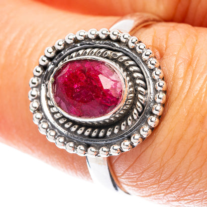 Red Sillimanite Dainty Ring Size 6.75 (925 Sterling Silver) R5973
