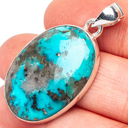 Rare Persian Turquoise Pendant 1 1/2" (925 Sterling Silver) P43184