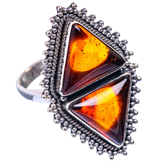 Large Baltic Amber Ring Size 10 (925 Sterling Silver) R141366