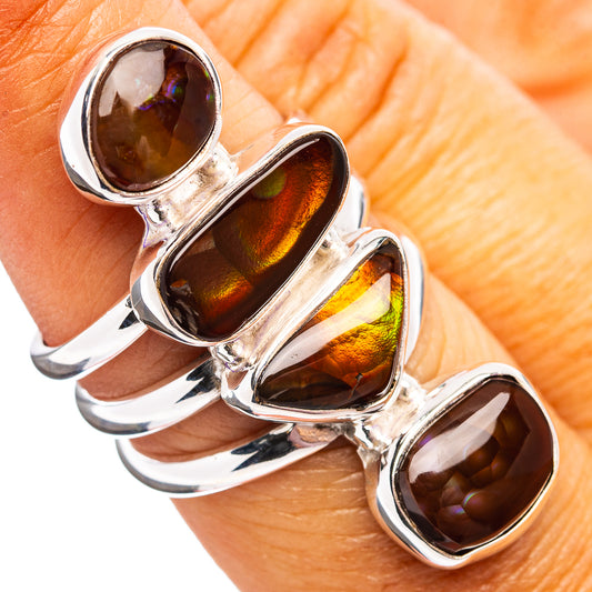 Oval brown fire opal sterling silver ring with three clustered stones, polished band