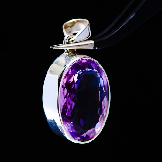 22.4ct Faceted Brazilian Amethyst Pendant 1 1/4" (.925 Sterling Silver)