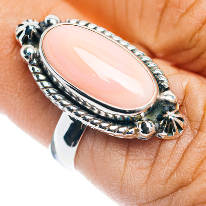 Premium Southwestern Style Pink Queen Conch Shell Ring Size 6 (.925 Sterling Silver)