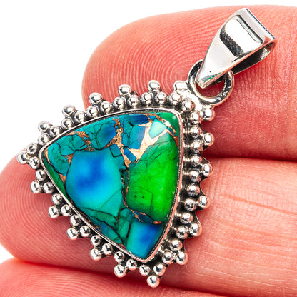 Green Dahlia Mohave Turquoise Pendant 1 1/4" (.925 Sterling Silver)