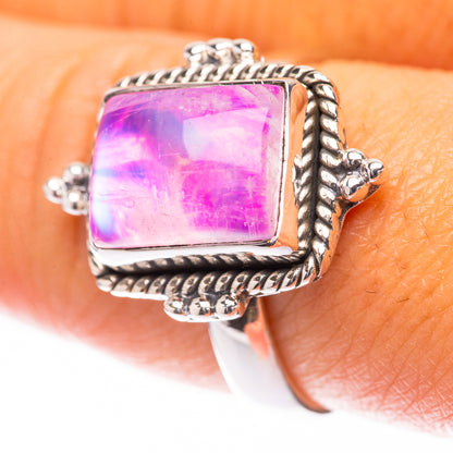 Pink Moonstone Ring Size 8.75 (925 Sterling Silver) R140492