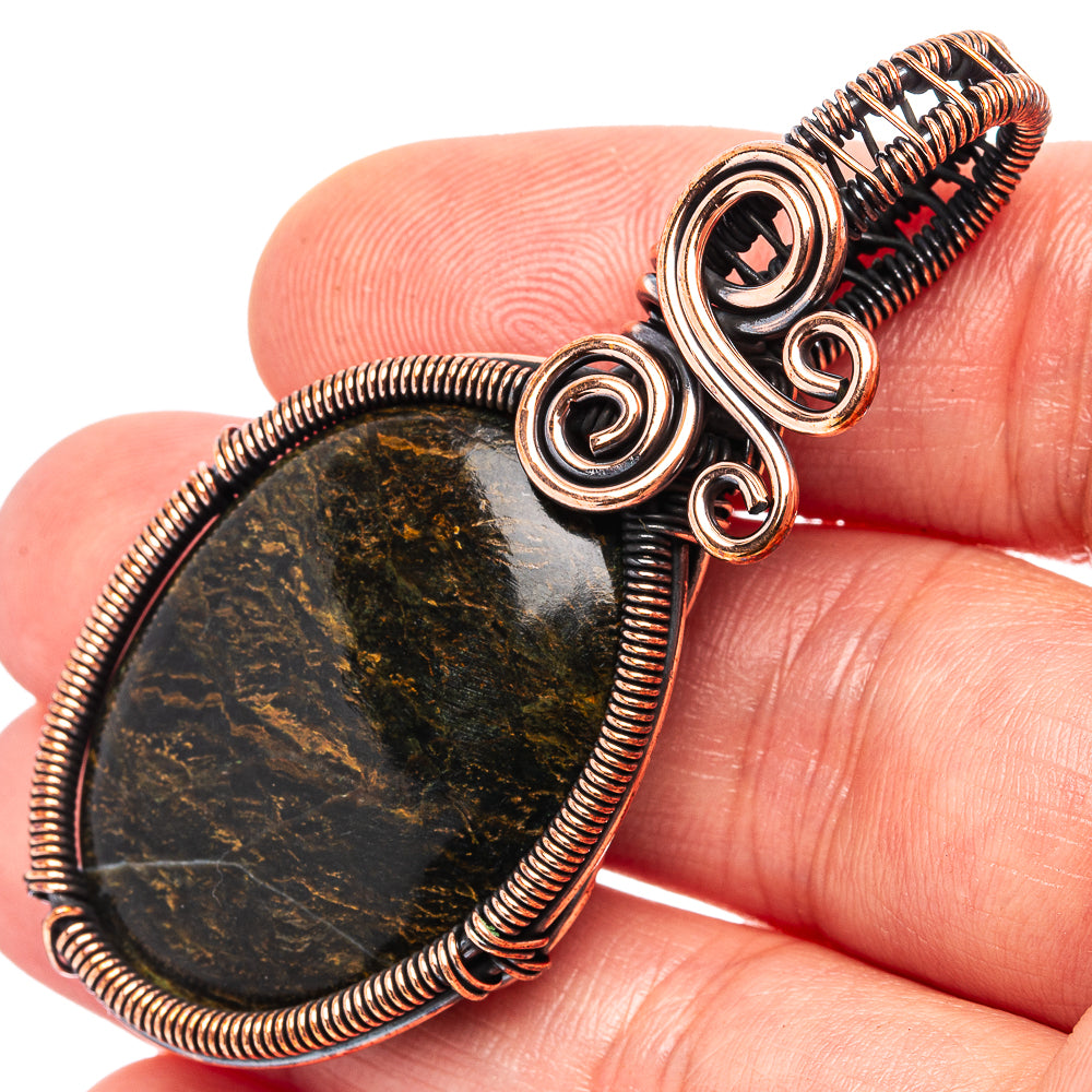 Pietersite Wire Wrap Pendant 2 1/4" (Oxidized Copper)