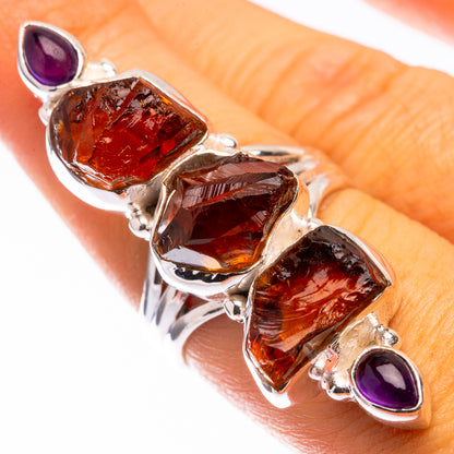 Large Raw Citrine, Amethyst Ring Size 7 (925 Sterling Silver) R141232