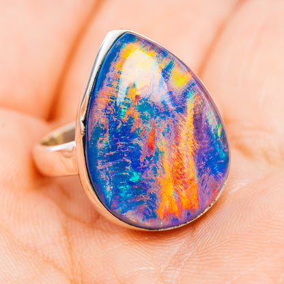 Aurora Opal Ring Size 8.75 (.925 Sterling Silver)
