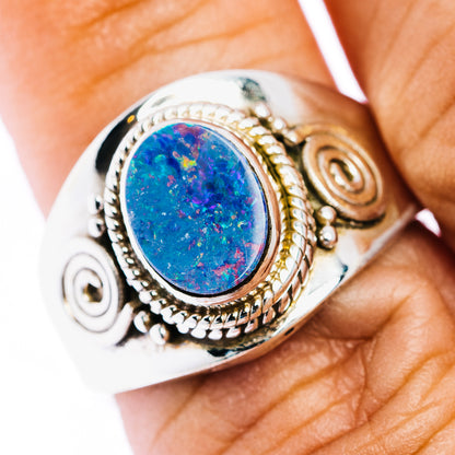 Doublet Opal Ring Size 7 Adjustable (.925 Sterling Silver)