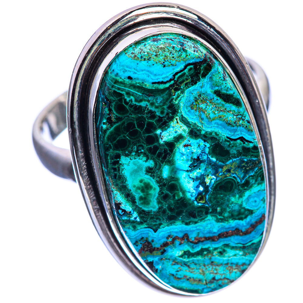 Malachite In Chrysocolla 925 Sterling Silver Ring Size 9