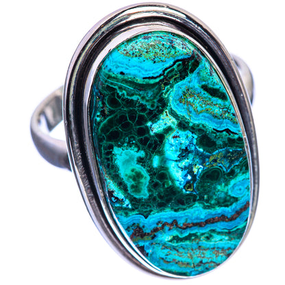 Malachite In Chrysocolla 925 Sterling Silver Ring Size 9