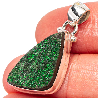 Uvarovite Garnet Pendant 1 3/8" (.925 Sterling Silver)