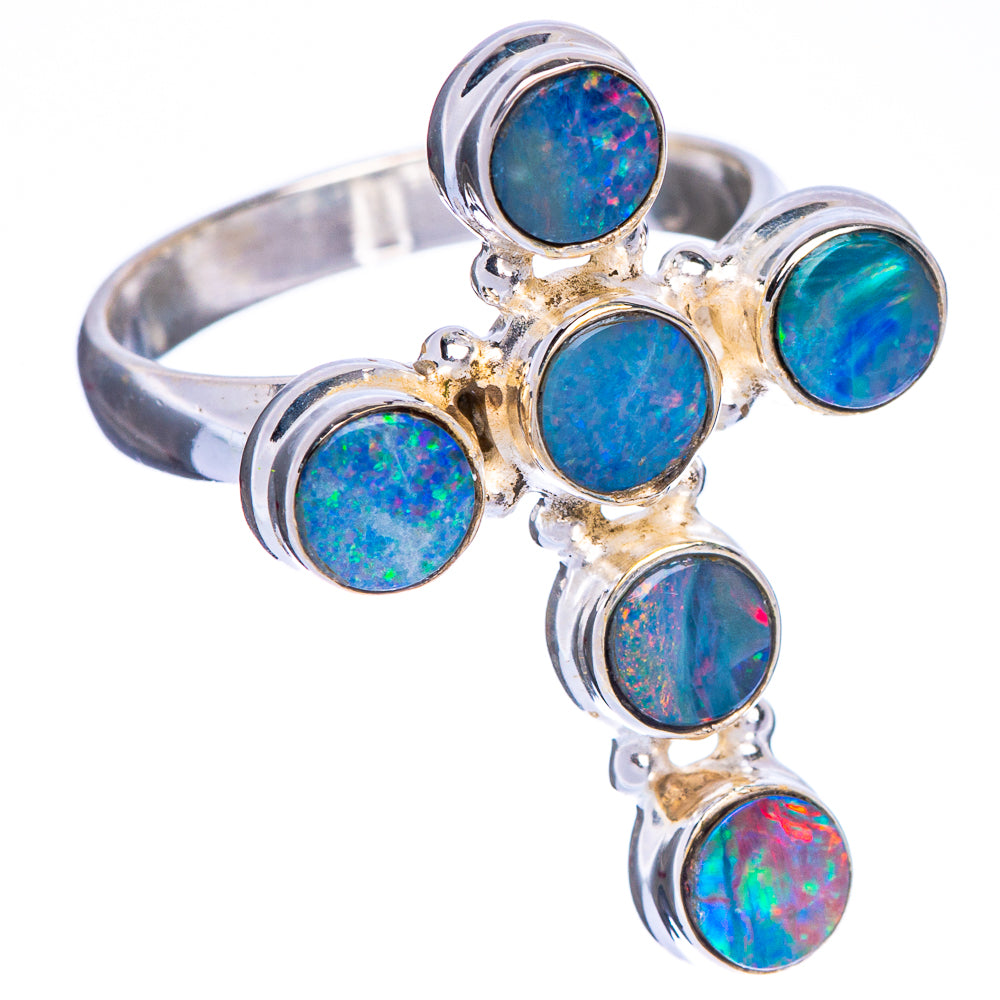 Rare Doublet Opal Cross Ring Size 9 (925 Sterling Silver) R147236