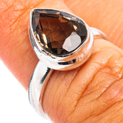 Faceted Smoky Quartz Ring Size 5.75 (.925 Sterling Silver)