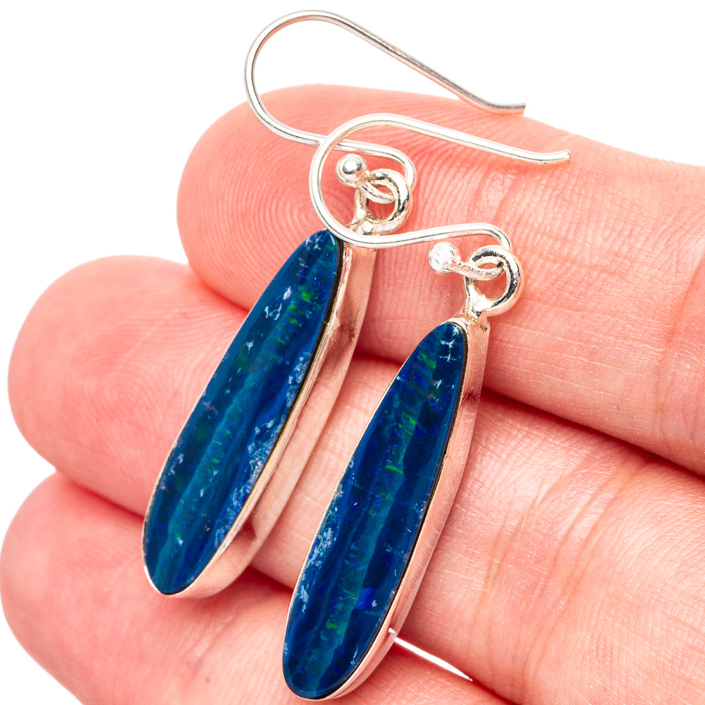 Rare Doublet Opal Earrings 1 5/8" (.925 Sterling Silver)