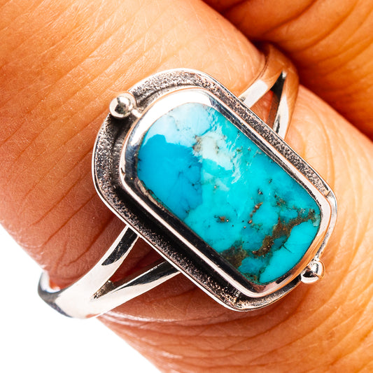 Turquoise oval cabochon ring with .925 sterling silver bezel