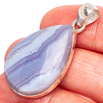 Blue Lace Agate Pendant 1 1/2" (925 Sterling Silver) P43299