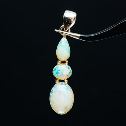 925 sterling silver opal pendant with three stacked oval blue-white Ethiopian opals