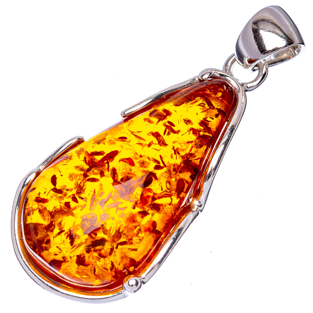 Ana Silver Co Baltic Amber Pendant 1 3/4" (925 Sterlnig Silver)