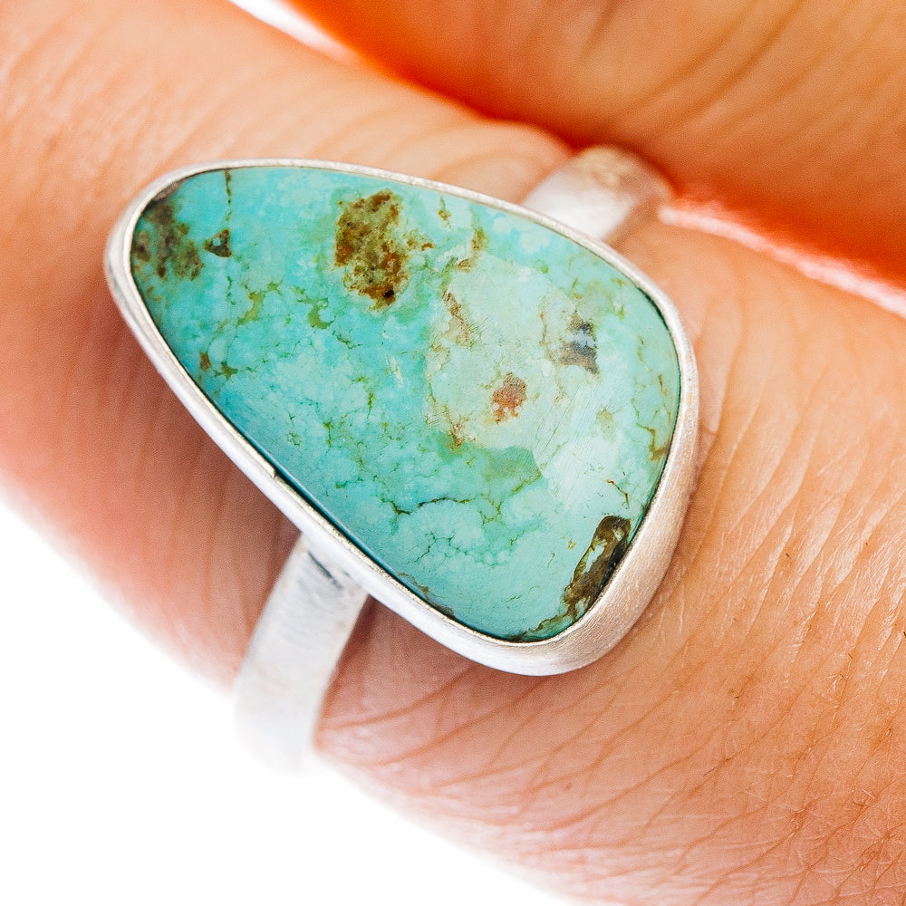 Number 8 Mine Turquoise Ring Size 8 (.925 Sterling Silver)