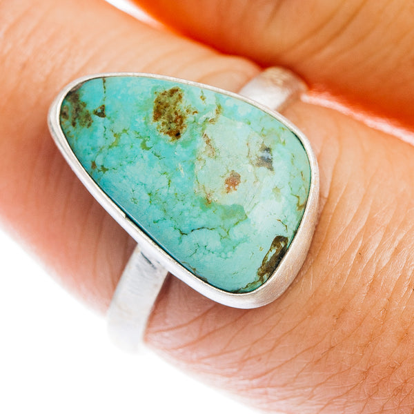 Number 8 Mine Turquoise Ring Size 8 (.925 Sterling Silver)
