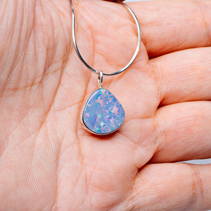 Australian Fire Opal Necklace 16" (.925 Sterling Silver)