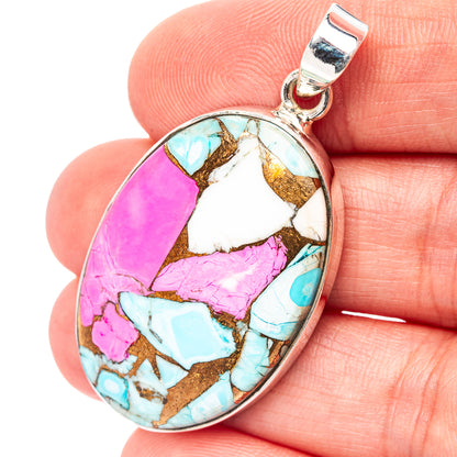 Premium Cotton Candy Dahlia Turquoise Pendant 1 3/4" (.925 Sterling Silver)