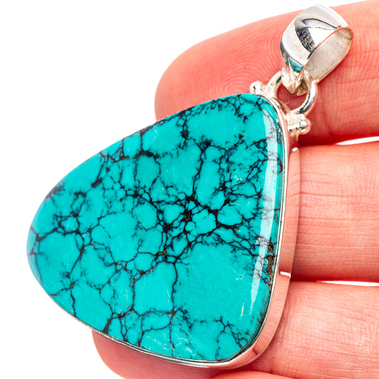 Teardrop turquoise pendant with .925 sterling silver bail, natural matrix stone
