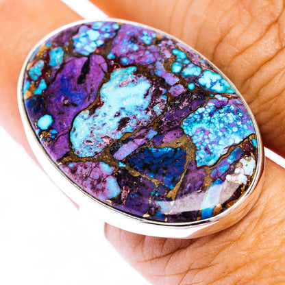 Purple Copper Turquoise Ring Size 8 Adjustable (.925 Sterling Silver)